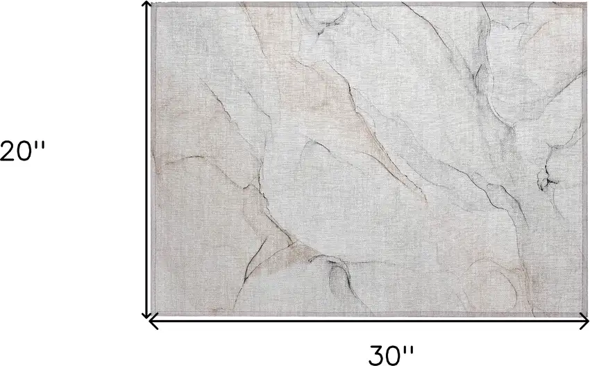 Beige Ivory and Gray Abstract Washable Non Skid Indoor Outdoor Area Rug Photo 3