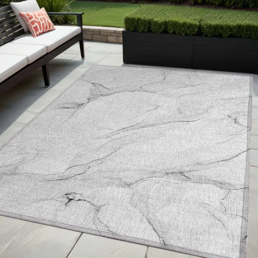 Beige Ivory and Gray Abstract Washable Non Skid Indoor Outdoor Area Rug Photo 1