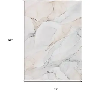 Photo of Beige Ivory and Gray Abstract Washable Non Skid Indoor Outdoor Area Rug