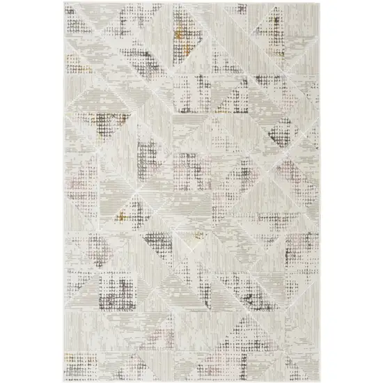 Beige Ivory and Gray Geometric Non Skid Area Rug Photo 3
