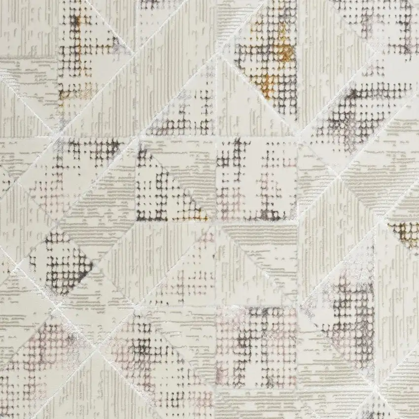 Beige Ivory and Gray Geometric Non Skid Area Rug Photo 1