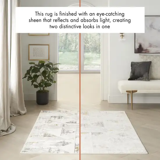 Beige Ivory and Gray Geometric Non Skid Area Rug Photo 6