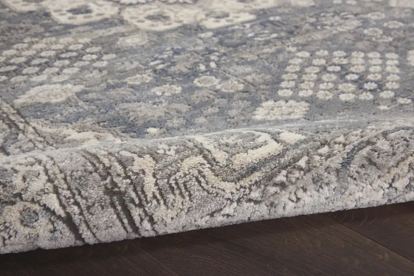 10' Beige Ivory And Gray Medallion Runner Rug Photo 9