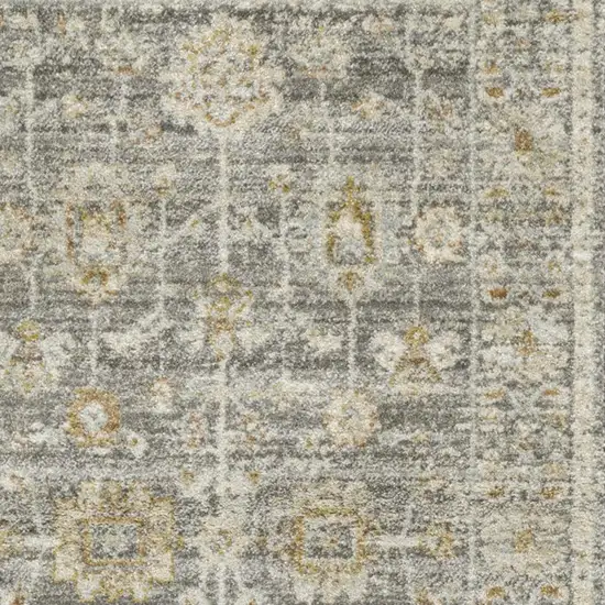 Beige Ivory and Gray Oriental Power Loom Distressed Area Rug With Fringe Photo 7
