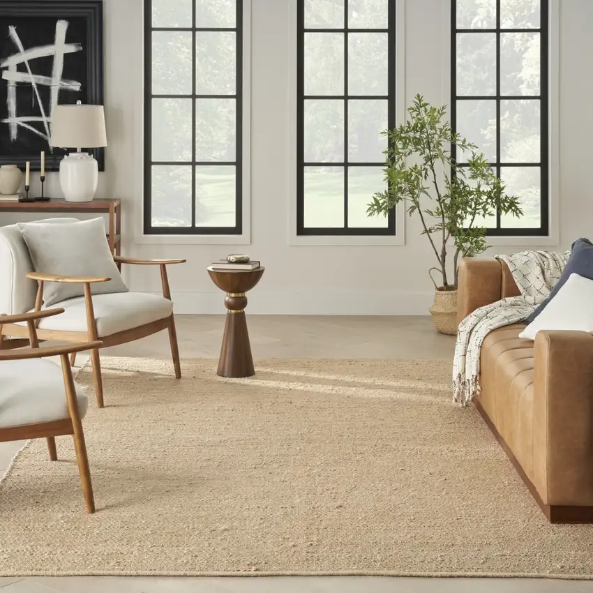 Beige Jute Hand Woven Area Rug Photo 5