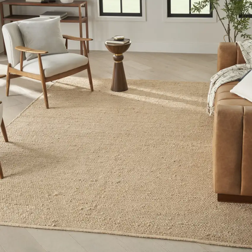 Beige Jute Hand Woven Area Rug Photo 4
