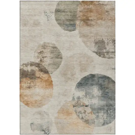 Beige Khaki And Ivory Abstract Washable Indoor Outdoor Area Rug Photo 2