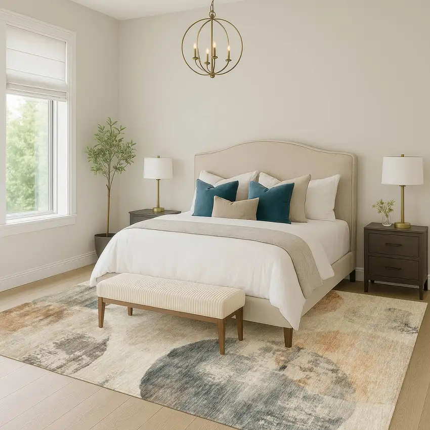 Beige Khaki And Ivory Abstract Washable Indoor Outdoor Area Rug Photo 8