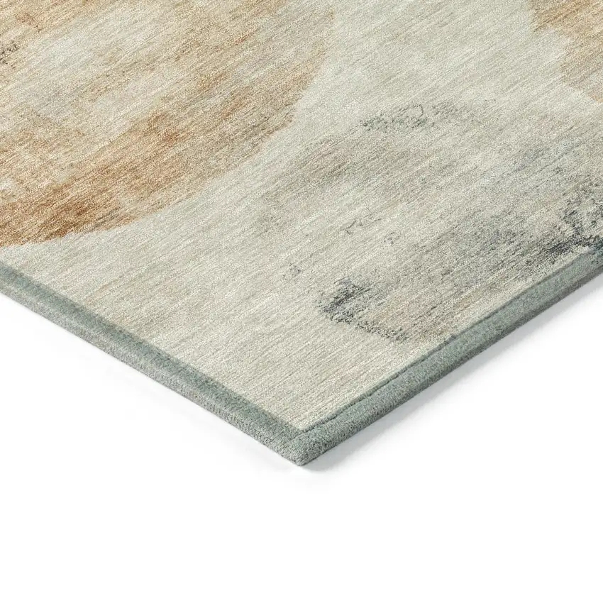 Beige Khaki And Ivory Abstract Washable Indoor Outdoor Area Rug Photo 6