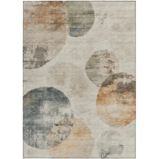Beige Khaki And Ivory Abstract Washable Indoor Outdoor Area Rug Photo 5
