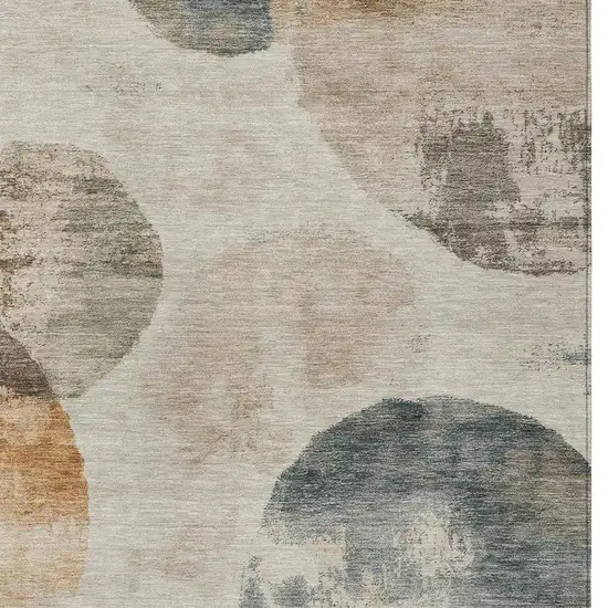 Beige Khaki And Ivory Abstract Washable Indoor Outdoor Area Rug Photo 6
