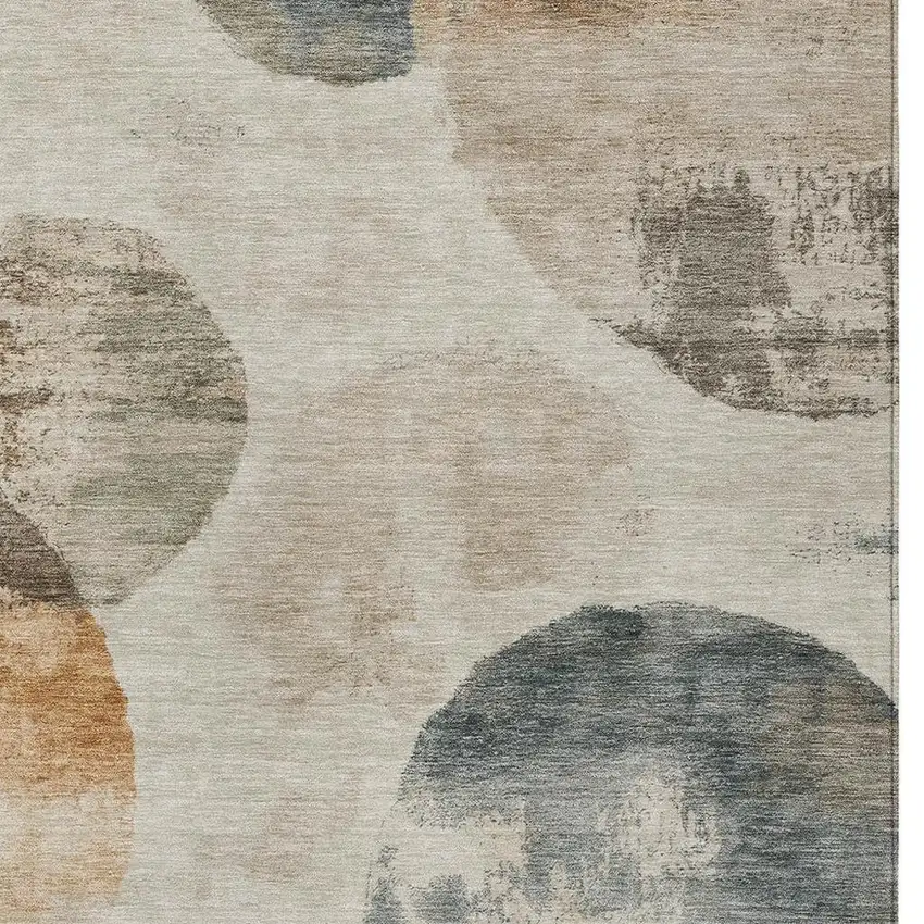 Beige Khaki And Ivory Abstract Washable Indoor Outdoor Area Rug Photo 6