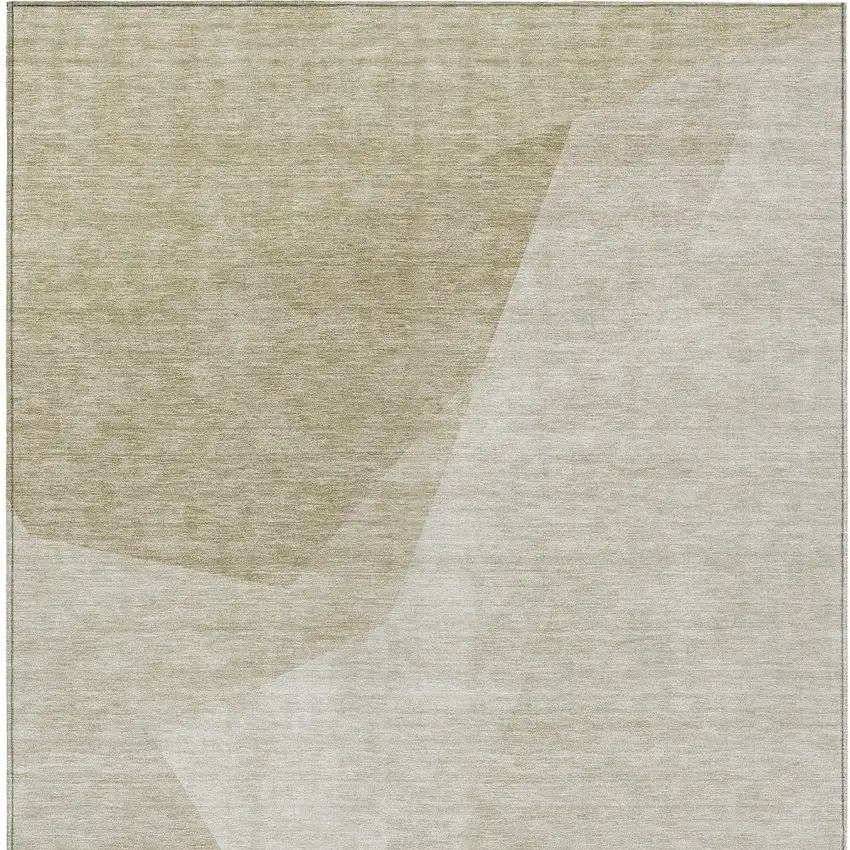Beige Khaki And Taupe Abstract Washable Indoor Outdoor Area Rug Photo 5