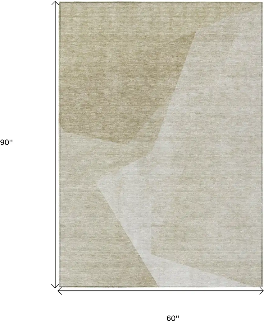 Beige Khaki And Taupe Abstract Washable Indoor Outdoor Area Rug Photo 3