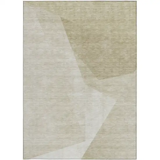 Beige Khaki And Taupe Abstract Washable Indoor Outdoor Area Rug Photo 5