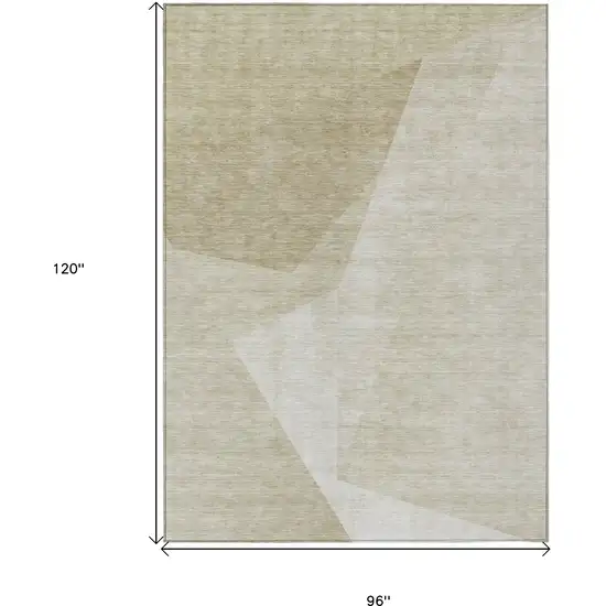 Beige Khaki And Taupe Abstract Washable Indoor Outdoor Area Rug Photo 3
