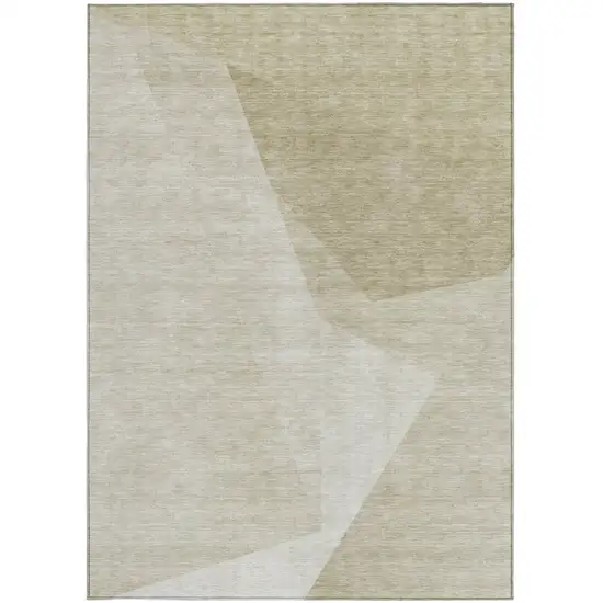 Beige Khaki And Taupe Abstract Washable Indoor Outdoor Area Rug Photo 5