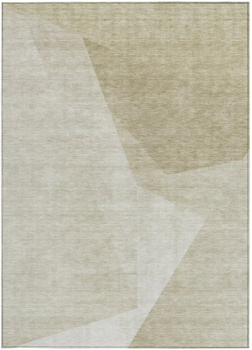 Beige Khaki And Taupe Abstract Washable Indoor Outdoor Area Rug Photo 5