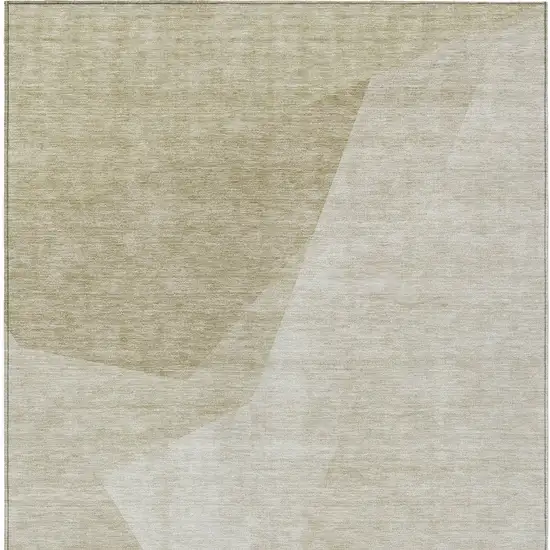 Beige Khaki And Taupe Abstract Washable Indoor Outdoor Area Rug Photo 5