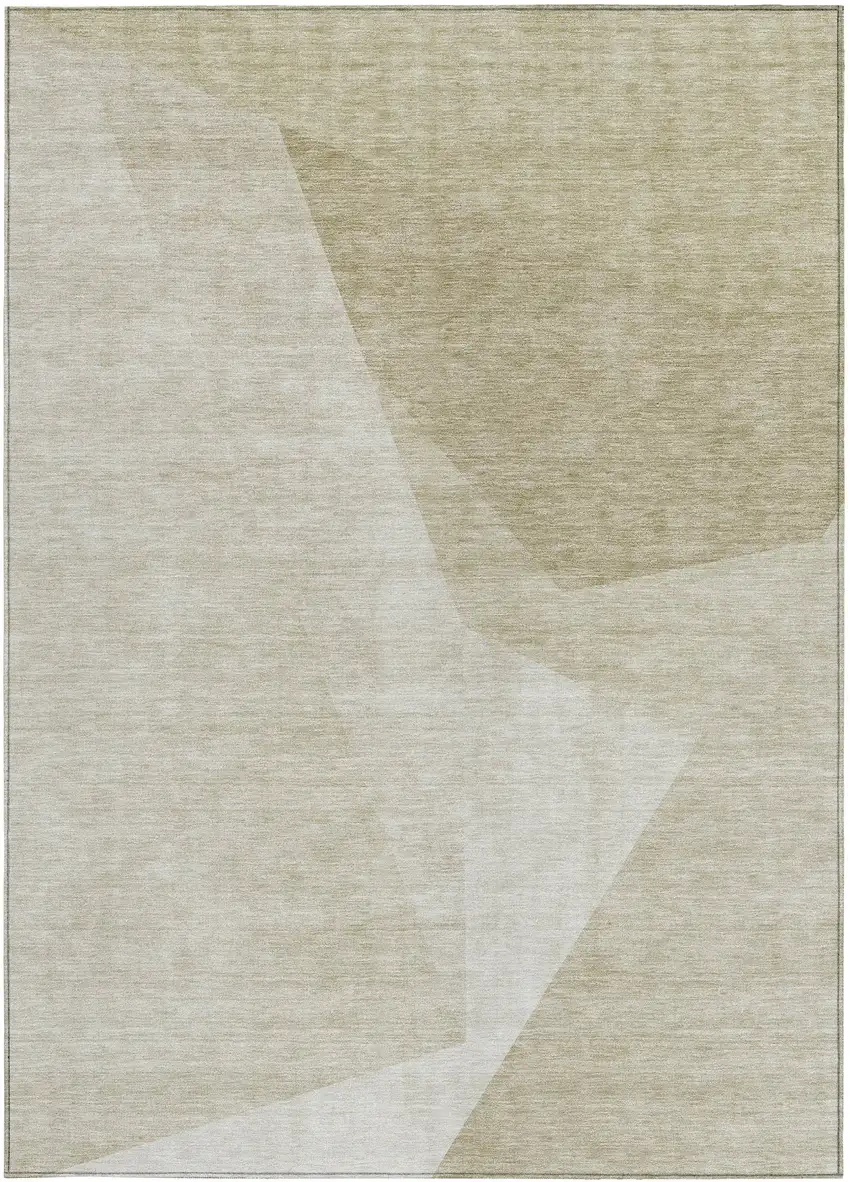 Beige Khaki And Taupe Abstract Washable Indoor Outdoor Area Rug Photo 6