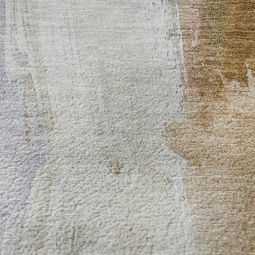 Beige Lavender And Ivory Abstract Washable Area Rug With UV Protection Photo 3