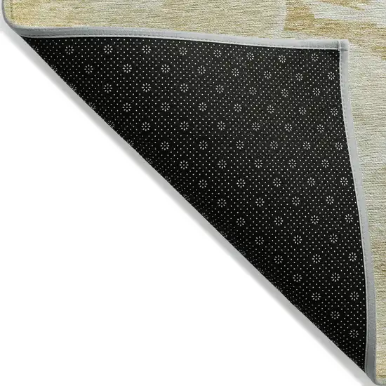 Beige Light Green And Brown Abstract Washable Indoor Outdoor Area Rug Photo 3