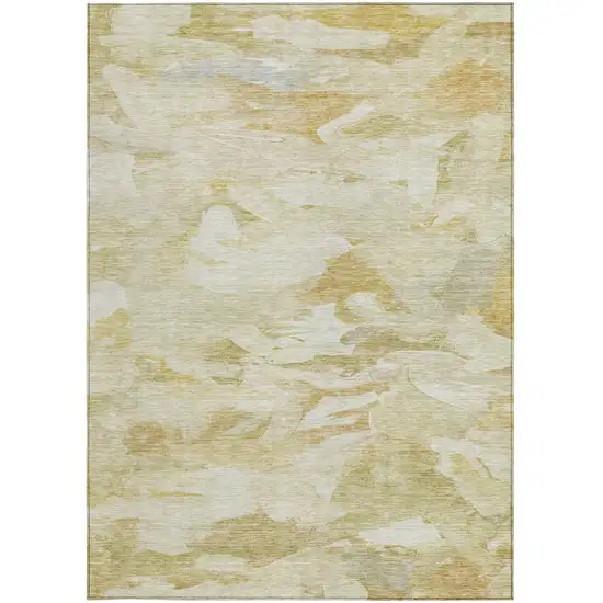 Beige Light Green And Brown Abstract Washable Indoor Outdoor Area Rug Photo 6