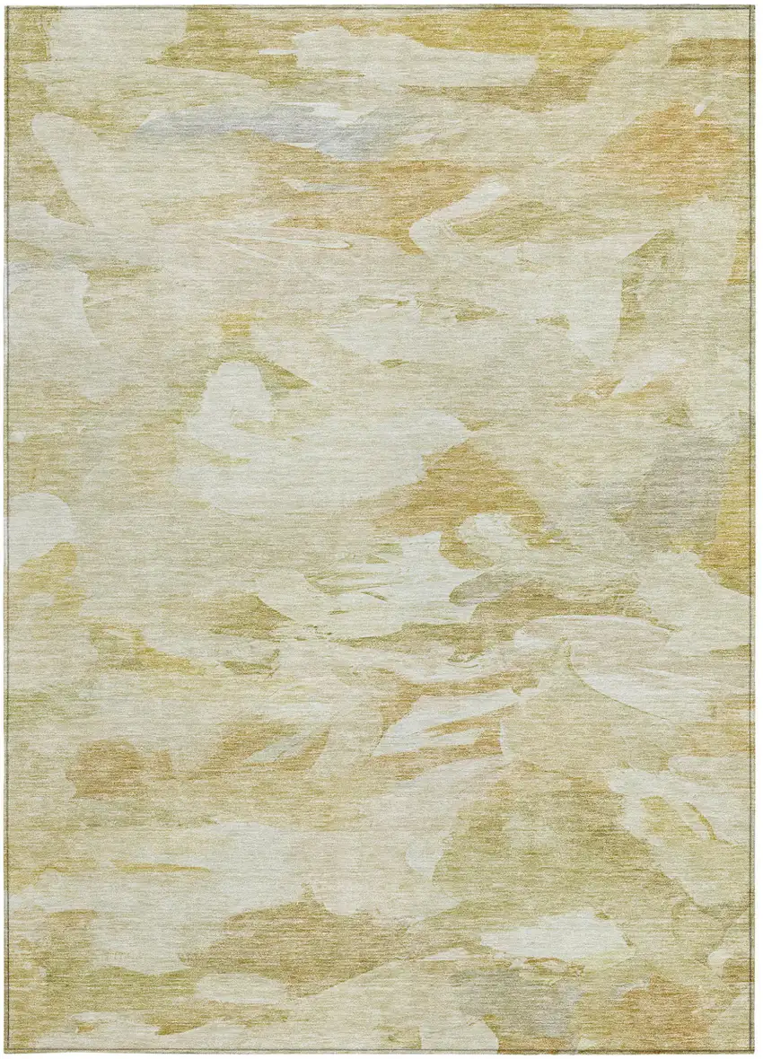 Beige Light Green And Brown Abstract Washable Indoor Outdoor Area Rug Photo 6