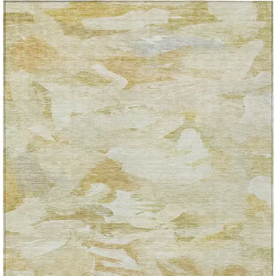 Beige Light Green And Brown Abstract Washable Indoor Outdoor Area Rug Photo 5