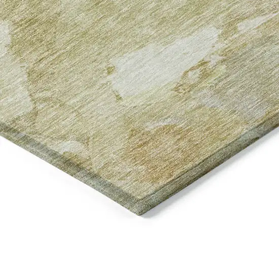 Beige Light Green And Brown Abstract Washable Indoor Outdoor Area Rug Photo 4