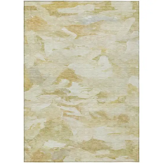 Beige Light Green And Brown Abstract Washable Indoor Outdoor Area Rug Photo 2
