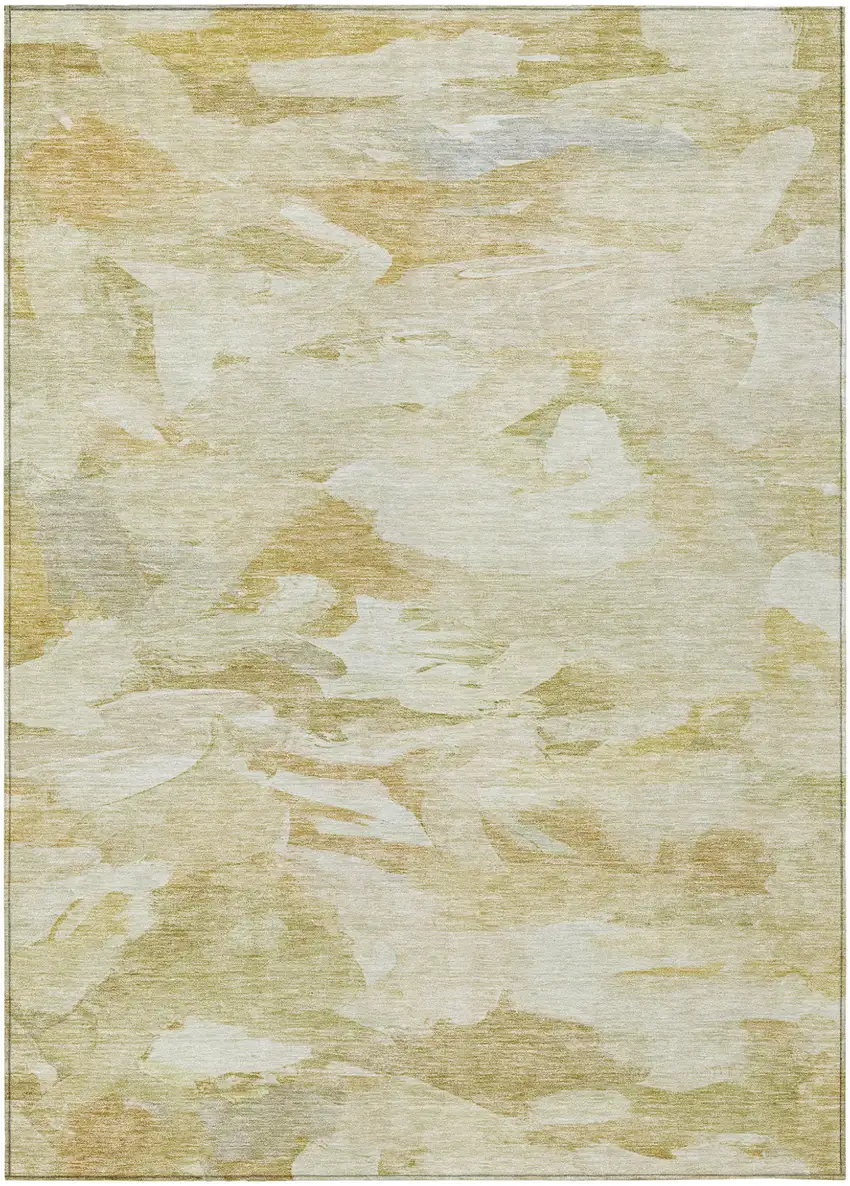 Beige Light Green And Brown Abstract Washable Indoor Outdoor Area Rug Photo 2