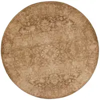 Photo of Beige Machine Woven Distressed Floral Traditional Round Indoor Area Rug