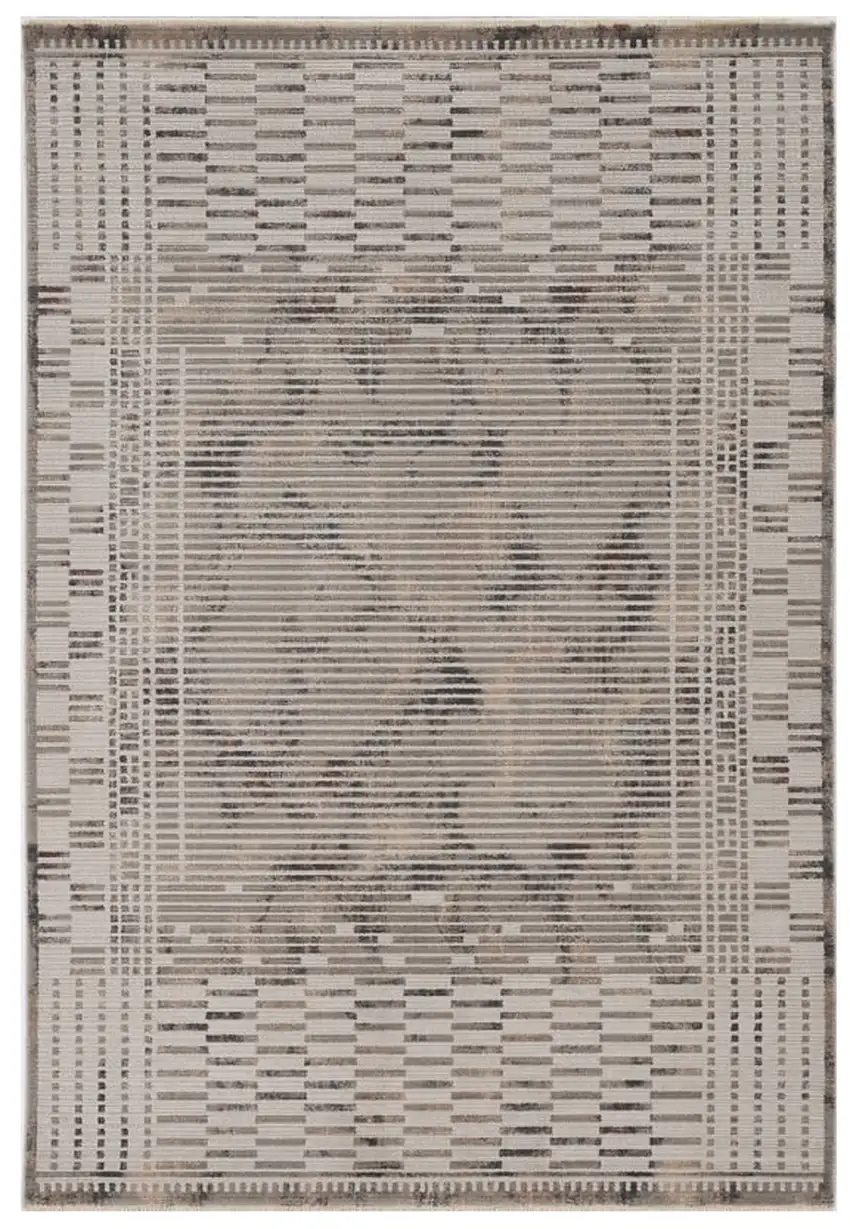 Beige Machine Woven Shrank Abstract Lines Design Indoor Area Rug Photo 4