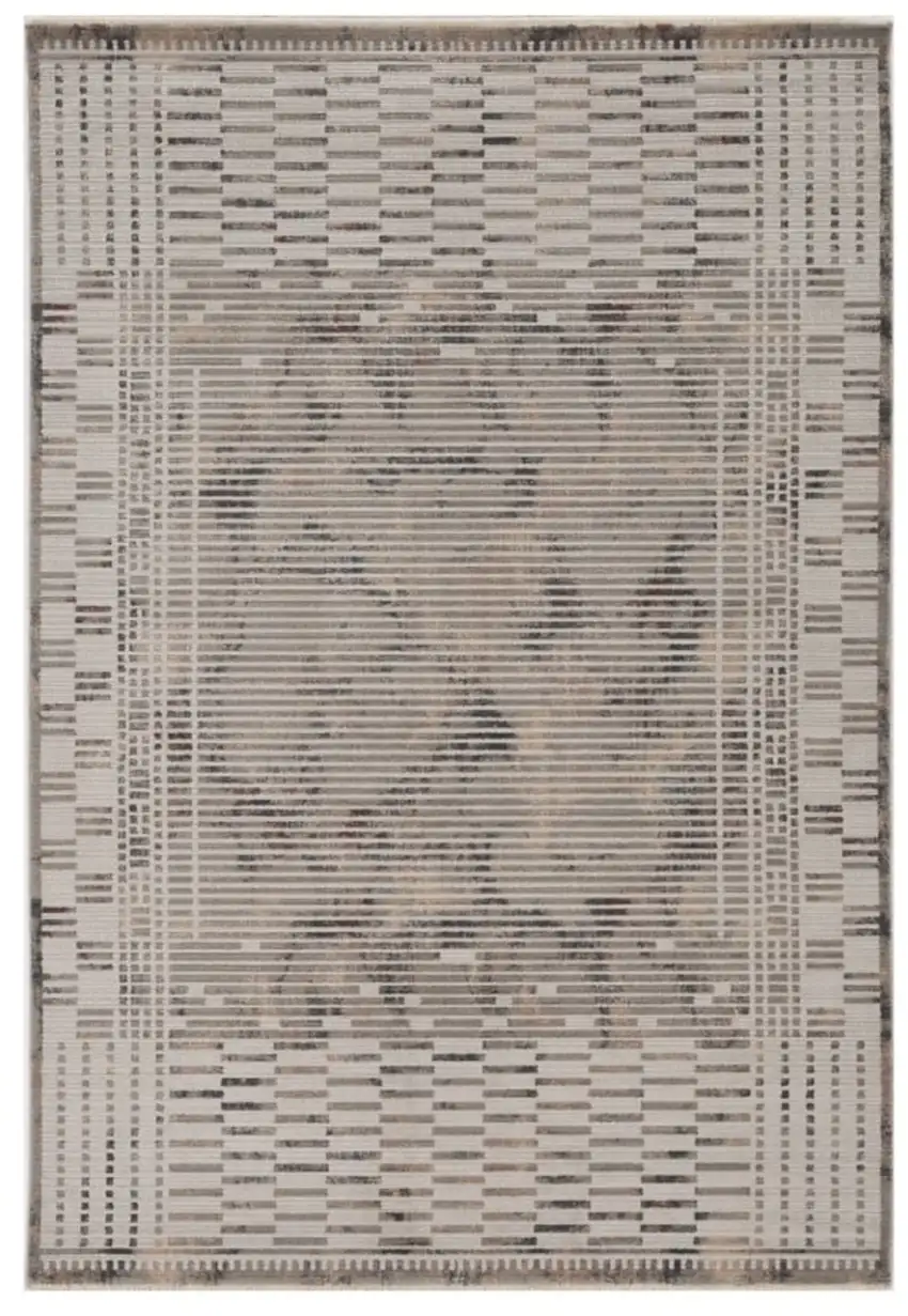 Beige Machine Woven Shrank Abstract Lines Design Indoor Area Rug Photo 1