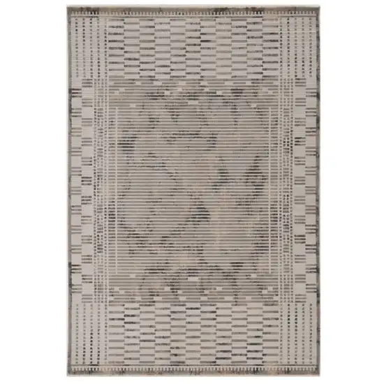 Beige Machine Woven Shrank Abstract Lines Design Indoor Area Rug Photo 1