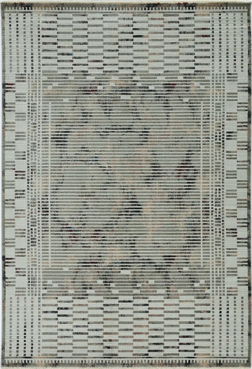 Beige Machine Woven Shrank Abstract Lines Design Indoor Area Rug Photo 2