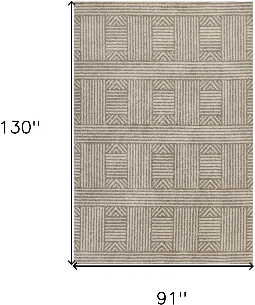 Beige Machine Woven Uv Treated Abstract Lines Indoor Outdoor Area Rug Photo 3