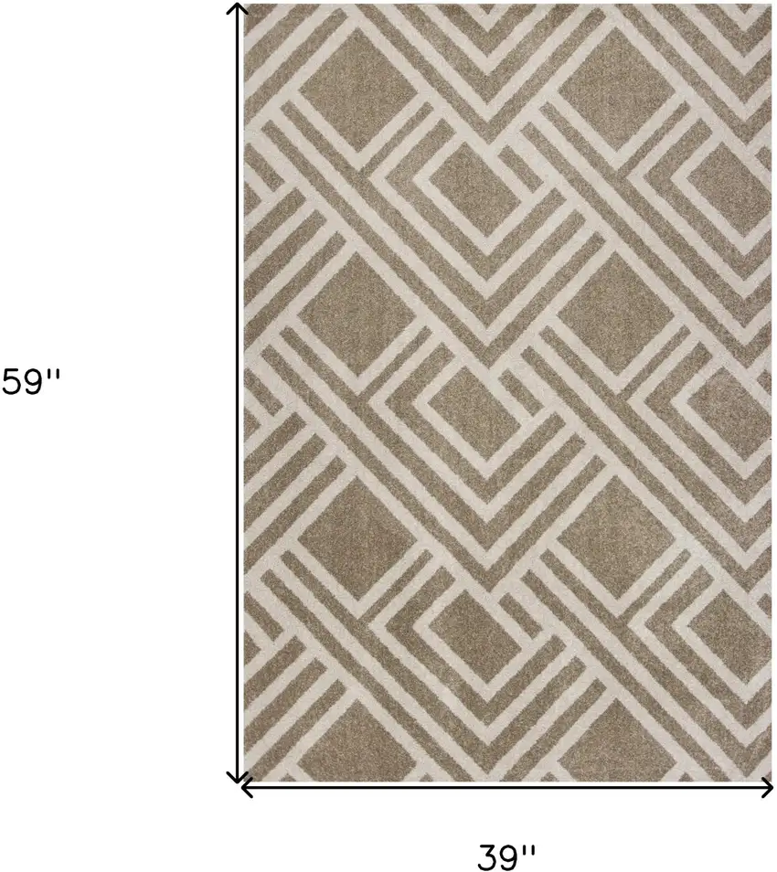 Beige Geometric Indoor Outdoor Area Rug Photo 3