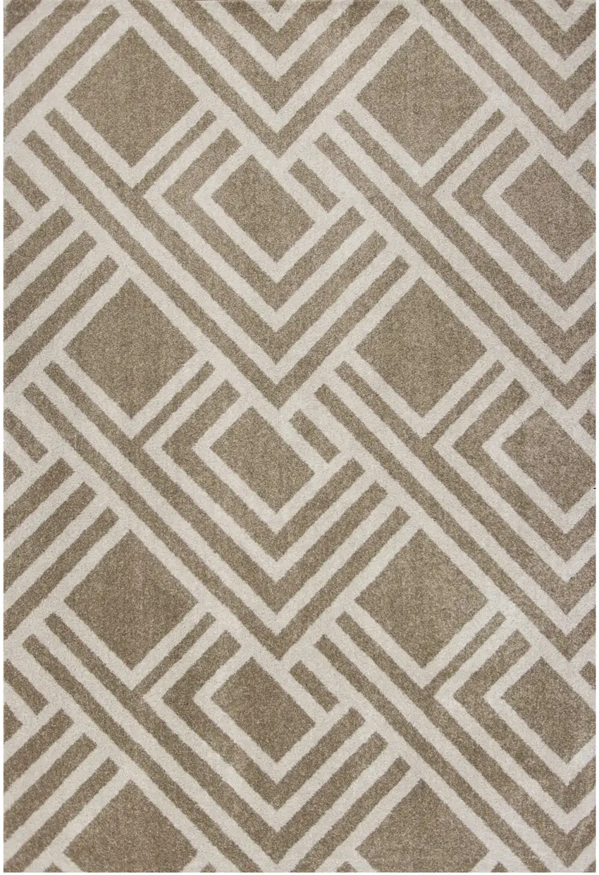 3'X5' Beige Machine Woven Uv Treated Geometric Indoor Outdoor Area Rug Photo 1