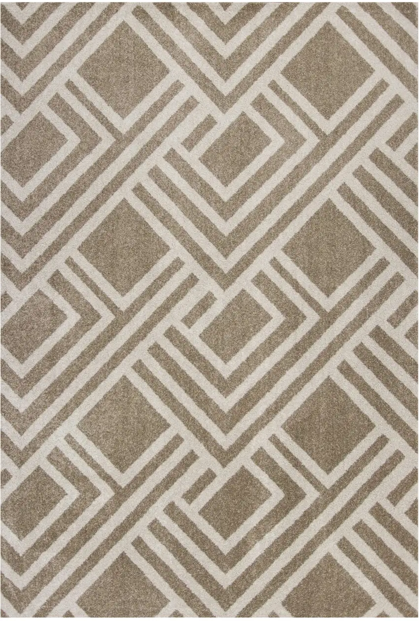 Beige Machine Woven Uv Treated Geometric Indoor Outdoor Area Rug Photo 2