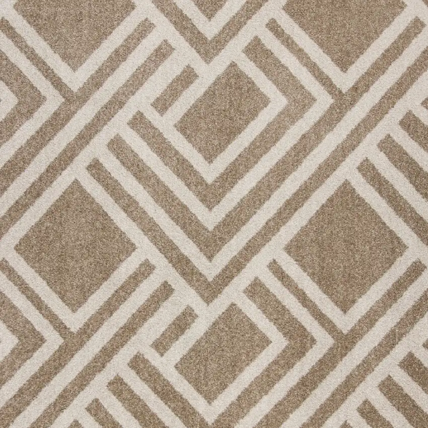 7'X10' Beige Machine Woven Uv Treated Geometric Indoor Outdoor Area Rug Photo 3