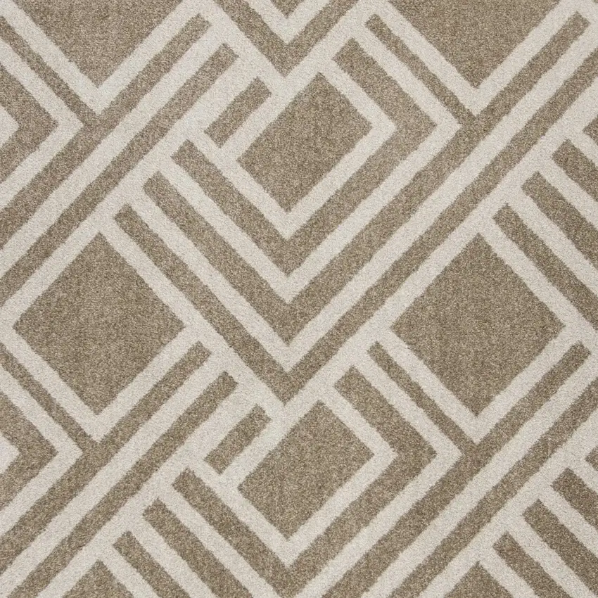 8'X11' Beige Machine Woven Uv Treated Geometric Indoor Outdoor Area Rug Photo 4