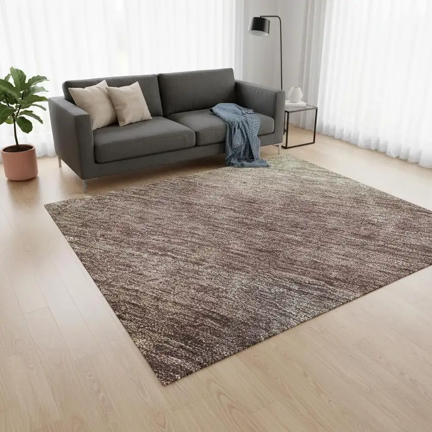 Beige Mauve And Brown Abstract Washable Area Rug With UV Protection Photo 2