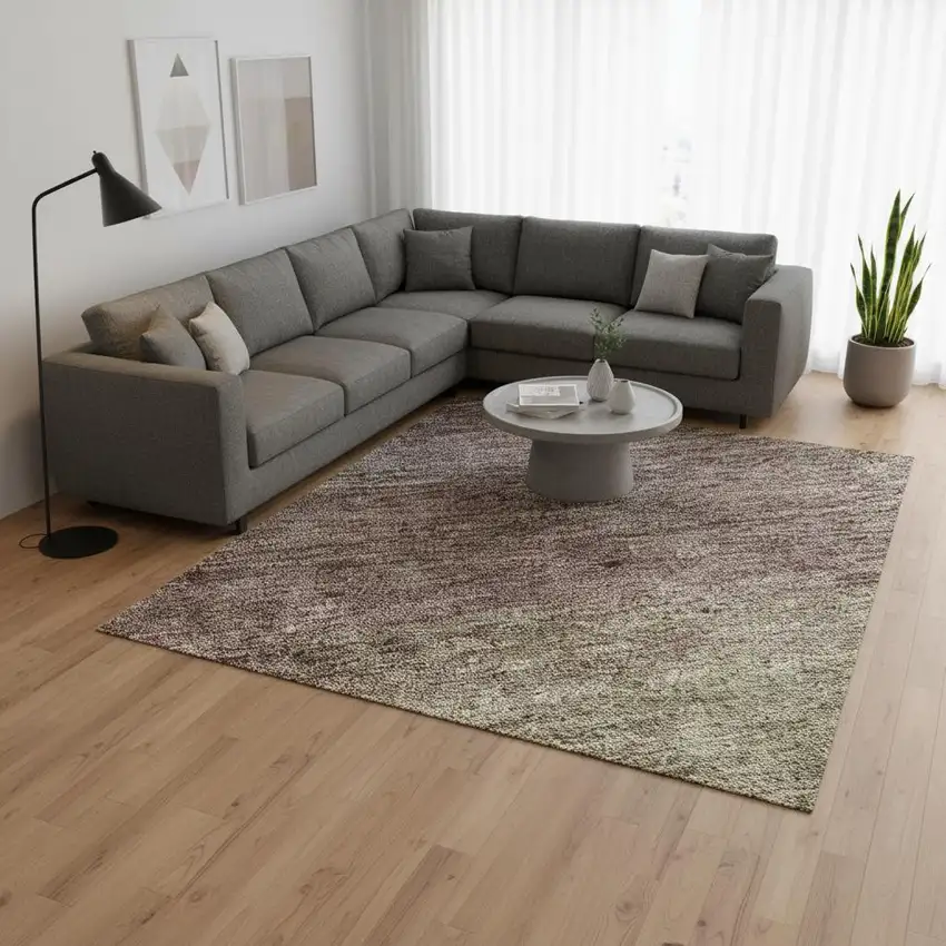 Beige Mauve And Brown Abstract Washable Area Rug With UV Protection Photo 2