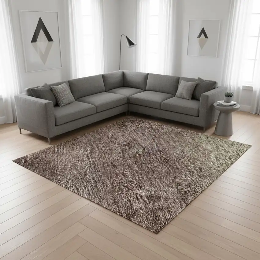 Beige Mauve And Brown Abstract Washable Area Rug With UV Protection Photo 2