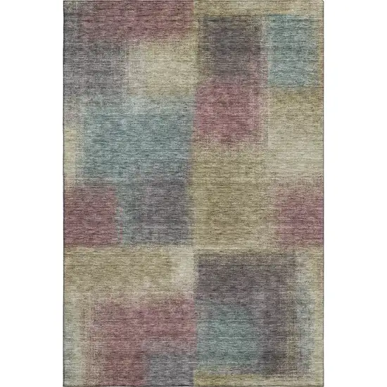 Beige Mauve And Brown Abstract Washable Area Rug With UV Protection Photo 5