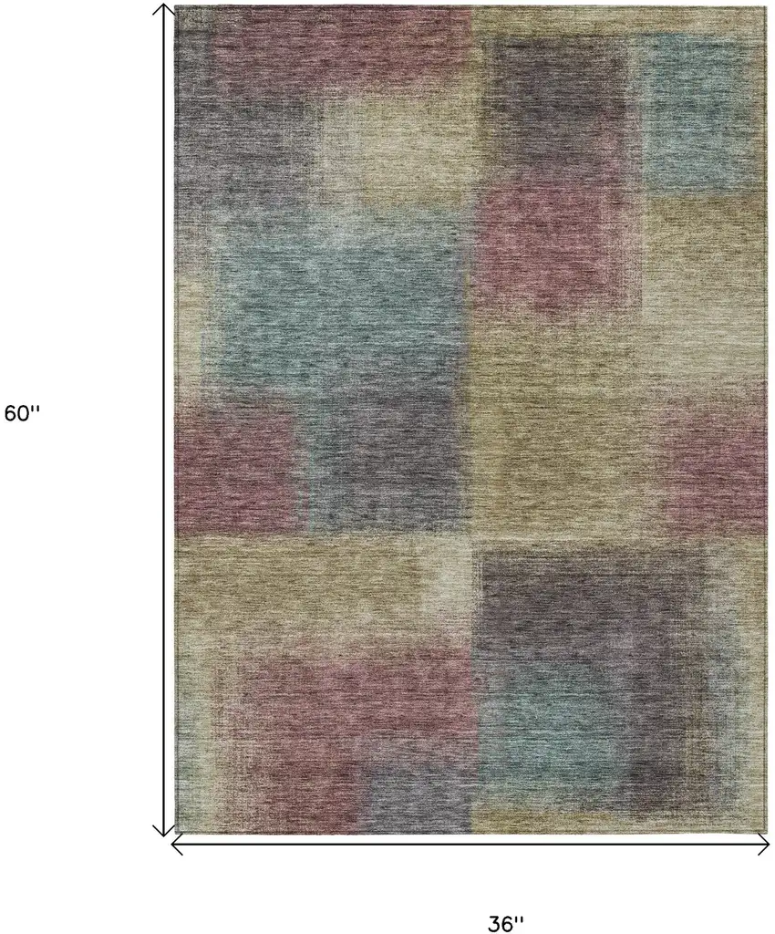 Beige Mauve And Brown Abstract Washable Indoor Outdoor Area Rug Photo 7