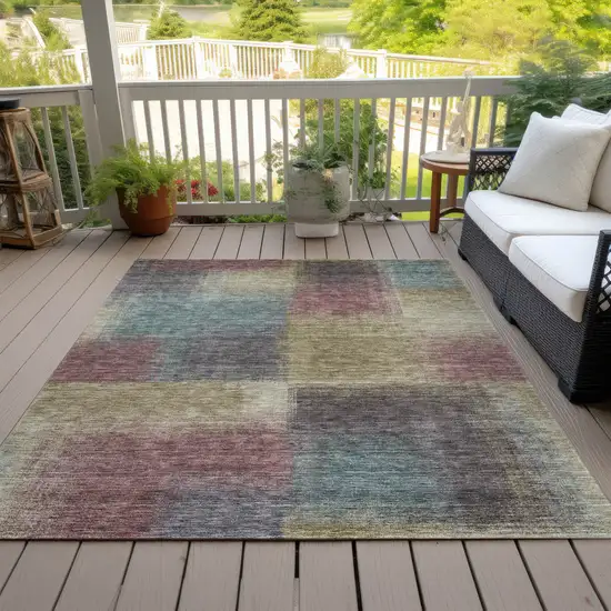 Beige Mauve And Brown Abstract Washable Indoor Outdoor Area Rug Photo 6