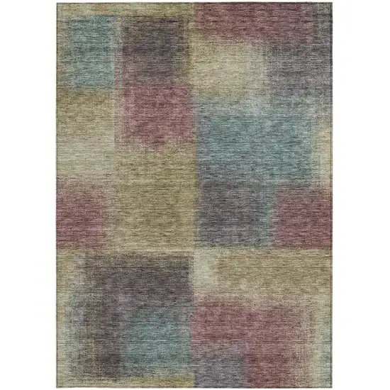 Beige Mauve And Brown Abstract Washable Indoor Outdoor Area Rug Photo 6